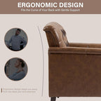 Lumibee Faux Leather Armchairs, Contemporary Accent Chairs Set of 2 with Nailhead Trims & Wood Legs for Living Room, Upholstered Comfy Arm Chairs for Office,Bedroom-Brown