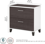 Bush Furniture 2 Drawer Lateral File Cabinet, Letter and Legal-Size Document Storage for Home or Professional Office, Somerset Collection, White and Storm Gray