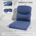 Outdoor Chair Cushions for Patio Furniture - 1 Pack Outside High Back Comfortable Thickened Pillow 22x24 with Zipper Cover for Wicker Rocking Swivel Chairs Loveseat Sofa – Blue/Crescent