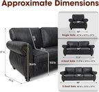 Living Room Furniture Sets,Sofa Sets and Couch Sets for Living Room,Mid-Century Vintage Sofa Couches with Rivet Design (Grey, 2 Loveseat+3 Seater)