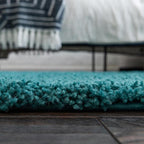 Unique Loom Solid Shag Collection Area Rug (3' 3" x 5' 3" Oval, Deep Aqua Blue)