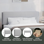 Hillsdale, Emslie King Upholstered Adjustable Headboard, Light Gray