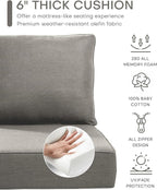 Luxury 24x24x6 Inch Outdoor Seat Cushions - Set of 2 Water Resistant Patio Chair Comfortable Cushion for Porch Set Rattan Dining Rocker Glider Chairs Loveseat Couch Sectional Sofa - Grey