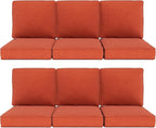 Outdoor Chair Cushions 23" x 24" x 4", Patio Deep Seat Replacement Cushions Set with Zippered Removable Cover, Weather-Resistant Olefin Fabric for Garden Chair Sofa Couch, Set of 6, Red