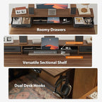 Agilestic 55 Inch Electric Standing Desk with Drawers, Adjustable Desk with Storage Shelf, Stand Up Home Office Computer Table, Splice Board, Dark Walnut