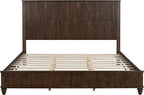 King Size Solid Wood Platform Bed Frame, Solid Wood Bed with 79.13" Headboard, Solid Wood Leg/No Box Spring Needed/Noise Free/Brown