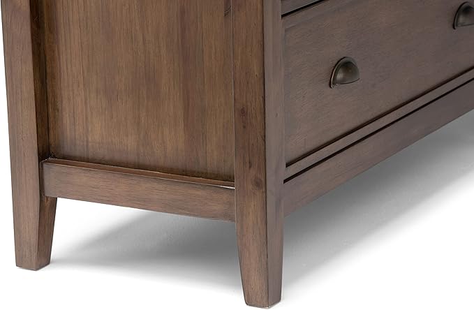 SIMPLIHOME Redmond SOLID WOOD 39 inch Wide Transitional Medium Storage Cabinet in Rustic Natural Aged Brown with 3 Small Drawers, 1 Large Drawer