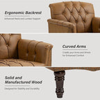 Faux Leather Accent Chair, PU Leather Modern Comfy Upholstered Armchair with Wood Legs & Nailhead Trim for Living Room, Bedroom (Camel,Set of 1)