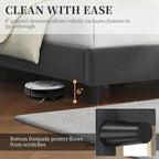 Yaheetech Queen Bed Frame Upholstered Platform Bed with Wing Side/Wooden Slat Support/Tufted Headboard with Wing Side/Mattress Foundation/No Box Spring Needed,Dark Gray Queen Bed