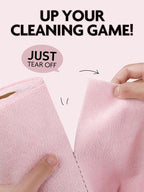 Fantasticlean Tear-Away Dish Cloth - 40 Sheets - 10'' by 10'', Reusable Washable Kitchen Towel Rolls, Super Absorbent and Thick Microfiber Cleaning Cloths (2 Rolls of Pink and Grayish)