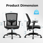 MAISON ARTS Mesh Office Chair Ergonomic Home Desk Chair Mid-Back Computer Task Chair with Breathable Mesh and Adjustable Armrests for Home Office