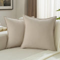 FUTEI Beige Chenille Throw Pillow Covers 16x16 Inch Set of 2,Edges Double-Stitched Cushion Cases,Modern Home Decor for Couch Living Room