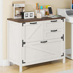Lateral File Cabinet with 4 Drawers Farmhouse File Cabinet for Letter/Legal/A4 Size Hanging Files, Large Wood File Storage Cabinets Printer Stand for Home Office Cabinet, Rustic White