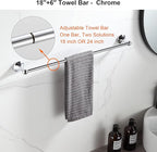 BGL Bathroom Hardware Set Chrome Adjustable Expandable Bath Towel Bars Bathroom Accessory Set Towel Racks 8-Pieces Wall Mount