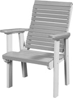 DutchCrafters Modern Horizontal Slat High Back Poly Outdoor Patio Chair (White & Light Gray)