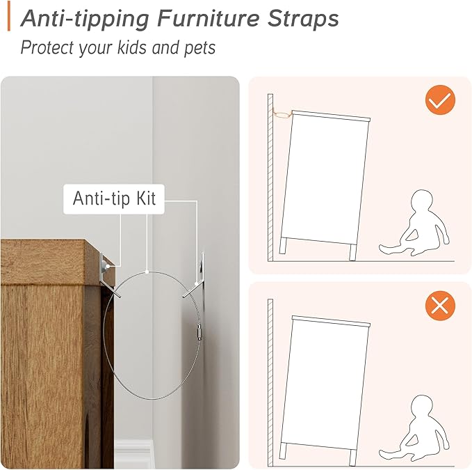 WAMPAT 3-Drawer Kids Dresser for Bedroom, Modern Small Chest of Drawers with Black Knobs, 35 Inch Wide Oak Brown Wood Children Dresser for Baby Room, Nursery, Living Room