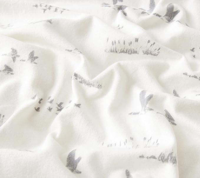 Eddie Bauer - Flannel Sheets Queen Size, Anti-Pilling & Wrinkle Resistant Cotton, Touchably Soft for All-Season Comfort - Bed Sheets with Matching Pillowcases & Fitted Sheet (Geese Meadow Yellow)