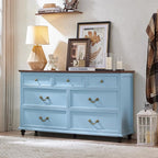 Farmhouse Dresser and Nightstand Sets, Wood 54" Wide Dresser & 24" Night Stand with Charging Station, 2 Piece Bedroom Furniture Set, Chest of Drawers for Bedroom, Home, Living Room, Hallway