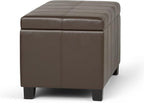 SIMPLIHOME Dover 36 inch Wide Contemporary Rectangle Storage Ottoman Bench in Chocolate Brown Vegan Faux Leather, Assembled, For the Living Room, Entryway and Family Room