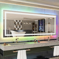 84x32 Inch LED Bathroom Mirror with Lights, Color Changing RGB Backlit Mirror,Large Lighted Vanity Mirrors for Bathroom Wall, Dimmable, Anti-Fog (RGB Backlit+Front-Lit)