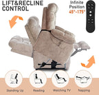 EONIX Oversized Big Man Power Lift Recliner Chair for Elderly with Heat and Massage, 400lbs Dual Motor Lay Flat Electirc Lift Chair with Extended Footrest, SLRY008063, Beige