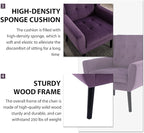 Dolonm Midcentury Modern Velvet Accent Chair with Arms, Upholstered Reading Side Chair Tufted Back Decorative Wingback Chair for Living Room Bedroom (Lavender Purple)