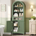 66" Tall Bathroom Storage Cabinet with Flip Drawer, Freestanding Storage Cabinet with Doors & Shelves,Arched Cabinets for Bathroom, Living Room, Kitchen, Laundry, Green