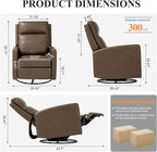 COLAMY Recliner Chair Set of 2, PU Leather 360° Swivel Rocker Recliner, Nursery Glider Recliner with Ergonomic High Backrest and Upholstered Deep Seat for Living Room, Bedroom, Color Gray