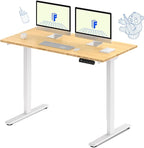 FLEXISPOT E3 Bamboo Dual Motor 55x28 Inch Electric Height Adjustable Standing Whole-Piece Board Desk Sit Stand Up Desk (White Frame + Bamboo Desktop)
