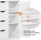 Yaheetech Large Bathroom Floor Cabinet with 4 Dawers and Single Door Cabinet, Freestanding Storage Cabinet for Living Room Kitchen Hallway, White