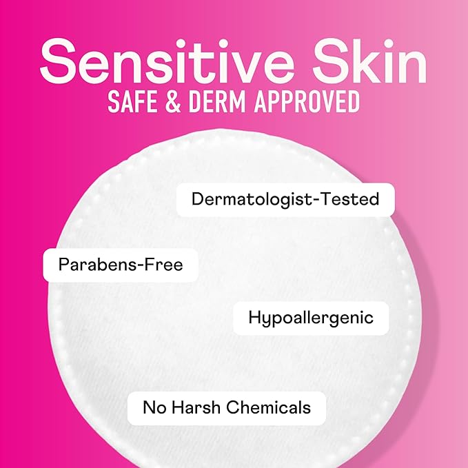 Swisspers Premium Cotton Rounds - 100% Chlorine Free Cotton Face Pads for Makeup, Nail Polish Removal - Dermatologist Tested and Hypoallergenic, Made in USA - 100 Pads (Pack of 3)