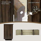 Sideboard Buffet Cabinet with Storage, Walnut Freestanding Floor Cabinet 64” Farmhouse Sideboard Wooden Large Storage Cabinet Media Console Table Credenza for Living Room Dining Room Hallway, Single