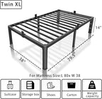 ROIL 14 inch Twin XL Bed Frames with Headboard Hole and Round Corner Legs Mattress Retainers 3500LBS Heavy Duty Steel Slats No Box Spring Needed Platform Noise-Free Underneath Storage