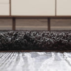 Unique Loom Solid Shag Collection Area Rug (7' 1" Round, Jet Black)