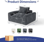 Hobestluk Cloud Single Sofa Memory Foam Couch with Deep Seat L Shaped Sofa with Removable Cover Large Couch for Living Room (Blue Grey, Single Sofa)