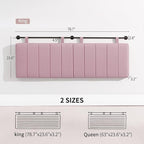 UEV King Headboard Only, Wall Mounted Hanging Upholstered Bed Head Board, Modern Vertical Channel Design of Fine Linen, Elegant Pink Fluted Headboard for Bedroom (Pink, King Size)