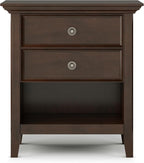SIMPLIHOME Amherst Solid Wood 24 Inch Wide Traditional Bedside Nightstand Table in Russet Brown, for The Living Room and Bedroom