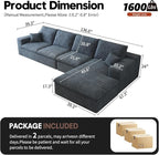136.6'' L-Shaped Modern Modular Sectional Cloud Couch, 4-Seat Chenille Deep-Seat Sofa with Pillow for Living Room, Bedroom, Apartment, Ocean Blue