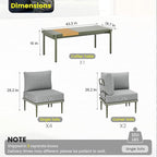 Sundale Outdoor 7 Pieces Metal Patio Furniture Set, Outdoor Sectional Sofa w/6 Inch Olefin Cushion and Coffee Table, Modern Outdoor Conversation Sets (6 Seats, Green Frame)