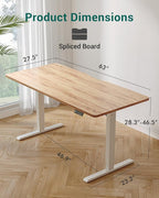 CubiCubi Height Adjustable Electric Standing Desk, 63 x 28 Inches Sit Stand up Desk, Large Memory Computer Home Office Desk with Two-Piece Desktop (Light Rustic)