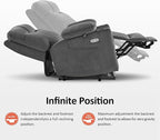 MCombo Small Size Triple Motor Power Lift Recliner Chair Sofa with Massage and Dual Heating, Adjustable Headrest for Elderly People Petite, USB Ports, Extended Footrest, Fabric 7222 (Dark Grey)