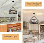 Rustic Chandeliers Farmhouse Chandelier Lighting for Dining Room,6-Light Close to Ceiling for Entryway Kitchen Island Foyer, Vintage Farmhouse Chandelier Lighting Fixture