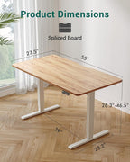 CubiCubi Height Adjustable Electric Standing Desk, 55 x 28 Inches Sit Stand up Desk, Large Memory Computer Home Office Desk with Two-Piece Desktop (Light Rustic)