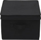 Household Essentials Large Fabric Storage Box With Lid Box, Black, Set of 2