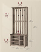 VASAGLE Hall Tree with Bench and Shoe Storage, Coat Rack with Shoe Bench, 7 Double Hooks for Jackets, Hats, Entryway, Bedroom, Living Room, 13.8 x 31.9 x 70.9 Inches, Heather Greige UHSR414G01