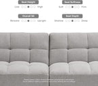 mopio Aaron 76.8" Couch, Small Futon Sofa Bed, Sleeper, Loveseat, Mid Century Modern Futon Couch, Sofa Cama, Couches for Living Room, Bedroom (Light Gray, Fabric)