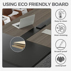 Modern Conference Table with Cable Management, Thickened Top & Trapezoidal Legs – Office Meeting Table for Executive Workspaces (Oak+Gray, 138" L