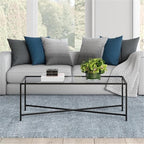 Henley 48'' Wide Rectangular Coffee Table with Glass Top in Blackened Bronze