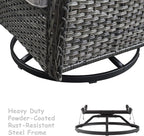 HUMMUH Outdoor Swivel Rocker Wicker Patio Chairs High Back PE Rattan Glider Chairs 4PCS Patio Furniture Set(Grey,Blue)