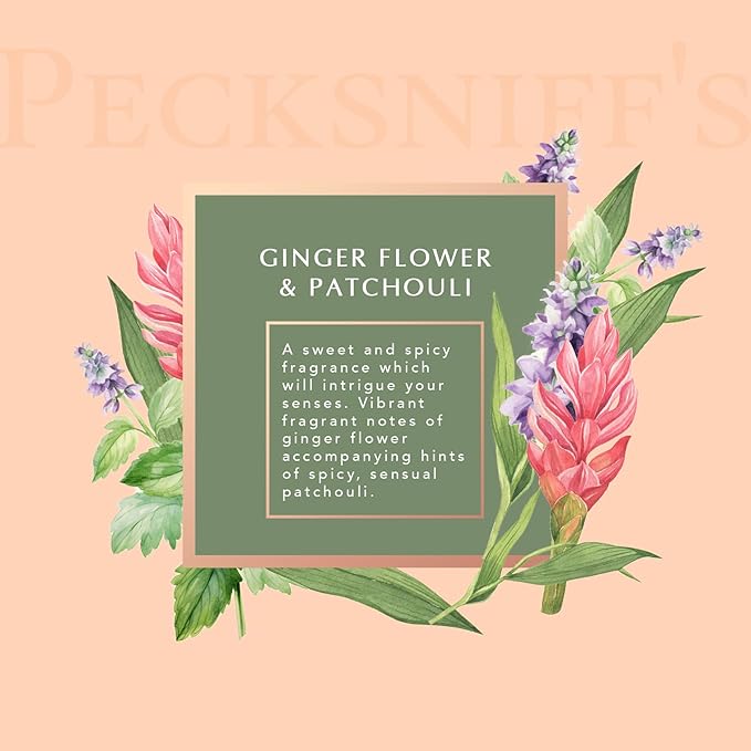 Pecksniff's Ginger Flower & Patchouli Luxury Scented Candle | 1 Wick, 100 g/3.5 oz